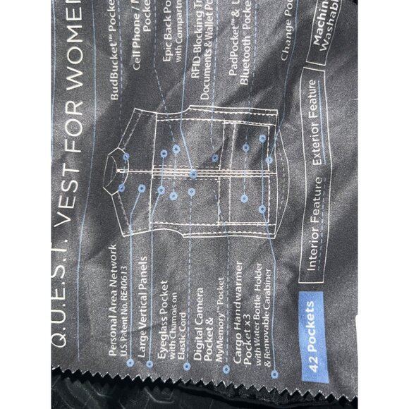 Scottevest Q.U.E.S.T. Vest Women M1 (XXL) Black Water-Repellent Travel Vest W/ 4 - Picture 12 of 13